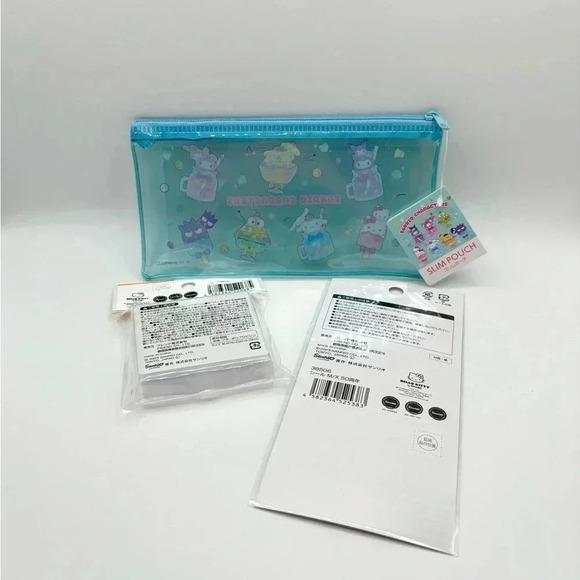 Sanrio Characters Zipper Bag + Case + Sticker Sheet NEW SET - Picture 2 of 2